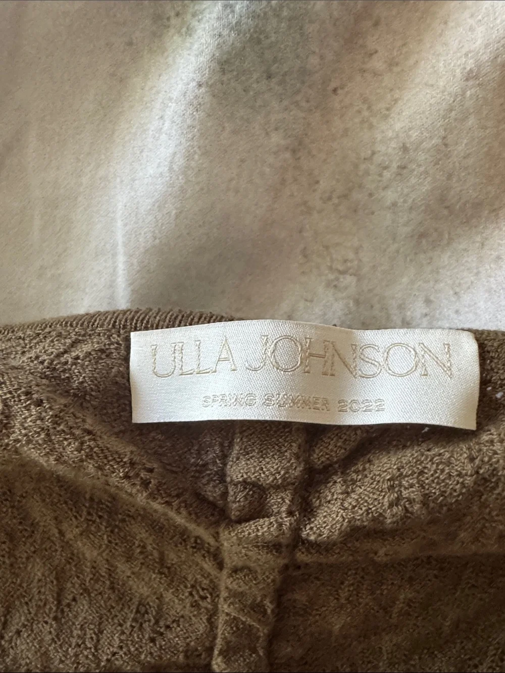 Ulla Johnson Leland Pointelle Olive Green Knit Peplum Top Petite XS/S